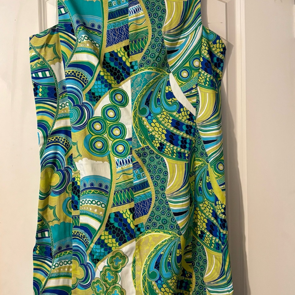 Nine West Green and Blue Abstract Print Dress